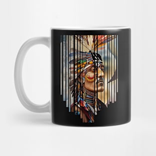 Native American Headdress in striped frame Mug